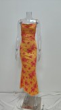 Plus Size Sexy Print Slim Sling Maxi Dress GHHE-28023