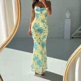 Plus Size Sexy Print Slim Sling Maxi Dress GHHE-28023
