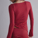 Long Sleeve Short Irregular Top Two Piece  Pants Set GOLB-SU4218
