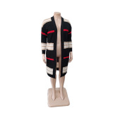 Plus Size Stripe Knits Long Coats QYXZ-9100