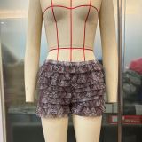 Ruffles Wave Solid-Color Shorts GOLB-SU3943