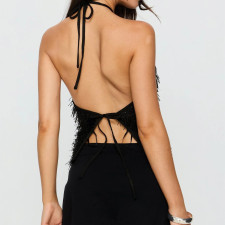 Fur Sequin Halterneck Sleeveless Tank Tops GOLB-SU4256