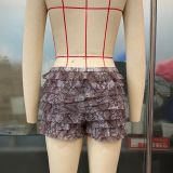 Ruffles Wave Solid-Color Shorts GOLB-SU3943