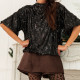 Fashion Sequin Half Sleeve Back Tie Up Shirt GOLB-SU4268