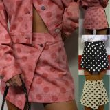 Retro Polka Dot Denim Irregular Skirt GOLB-SU4250