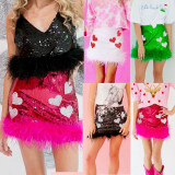 Fashion Sequin Raw Edge Mini Skirts GOLB-SU4244