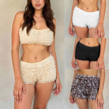 Ruffles Wave Solid-Color Shorts GOLB-SU3943