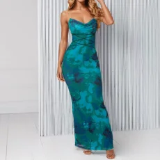 Plus Size Sexy Print Slim Sling Maxi Dress GHHE-28023