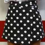 Retro Polka Dot Denim Irregular Skirt GOLB-SU4250