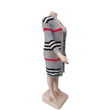 Plus Size Stripe Knits Long Coats QYXZ-9100