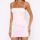Pink Floral Sequin Mini Skirt GOLB-SU4260