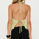 Fur Sequin Halterneck Sleeveless Tank Tops GOLB-SU4256