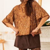 Fashion Sequin Half Sleeve Back Tie Up Shirt GOLB-SU4268
