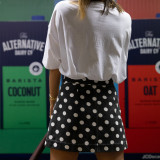 Retro Polka Dot Denim Irregular Skirt GOLB-SU4250
