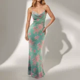 Plus Size Sexy Print Slim Sling Maxi Dress GHHE-28023