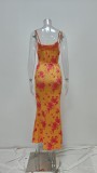 Plus Size Sexy Print Slim Sling Maxi Dress GHHE-28023