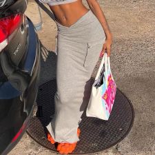 Casual Solid Color Tank Top Two Piece Skirts Set GFCF-1216