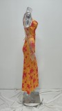 Plus Size Sexy Print Slim Sling Maxi Dress GHHE-28023