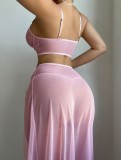Mesh See Through Split Lingerie Three Piece Skirt Set YQ-W874