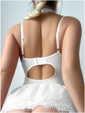 Sexy Lace Patchwork Sling Mini Dress(Without Socks) YQ-T020