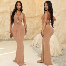 Backless Hollow Out  Split Maxi Dress GZIY-6362