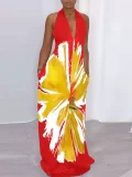 Print Halterneck Backless Maxi Dress YH-5310