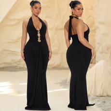 Backless Hollow Out  Split Maxi Dress GZIY-6362