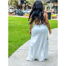 Print Halterneck Backless Maxi Dress YH-5310