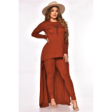 Plus Size Letter Print Long Sleeve Two Piece Pants Set QYXZ-9958