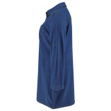 Plus Size Loose Lapel Denim Midi Dress GDAM-218638