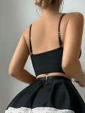 Strappy Cross-Back Sexy Bra Skirts Set YQ-T998