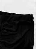 Long Sleeve Ruched Solid Two Piece Skirts Set SFY-828