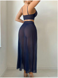 Mesh See Through Split Lingerie Three Piece Skirt Set YQ-W874