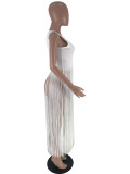 Plus Size Sleeveless Tassel Solid Color Tops YH-5047