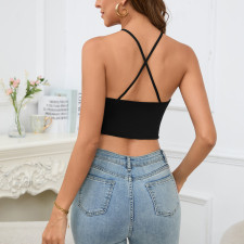 Sexy Cross Halterneck Solid Color Tank Top YMYF-9317