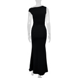 Slash Shoulder Sleeveless Maxi Dress YMYF-9545