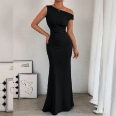 Slash Shoulder Sleeveless Maxi Dress YMYF-9545