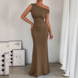 Slash Shoulder Sleeveless Maxi Dress YMYF-9545