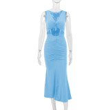 Sleeveless V Neck Slim Fishtail Dress YMYF-9552