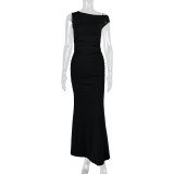 Slash Shoulder Sleeveless Maxi Dress YMYF-9545