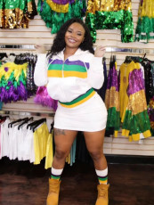 Long Sleeve Print Hooded Jackets Two Piece Skirts Set GFCF-1439