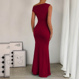Slash Shoulder Sleeveless Maxi Dress YMYF-9545