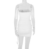 Solid Color Drawstring Tube Top Two Piece Skirts Set YMYF-9551
