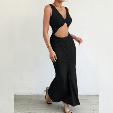 Sleeveless V Neck Slim Fishtail Dress YMYF-9552