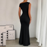 Slash Shoulder Sleeveless Maxi Dress YMYF-9545