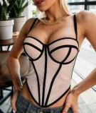 Lines Contrast Color Sling Tank Tops GXHF-81030