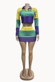 Long Sleeve Print Two Piece Skirts Set GFCF-1438