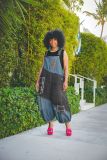Plus Size Contrast Color Hoels Denim Patchwork Overalls GYLN-8879