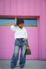 Plus Size Retro Faux Two-piece Micro Flared Jeans GYLN-4899