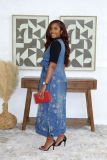 Embroidered Jacquard Denim Midi Dress GYLN-9270